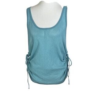 Beams Boy Blue Cotton Blend Mesh Tie Up Tank Size L